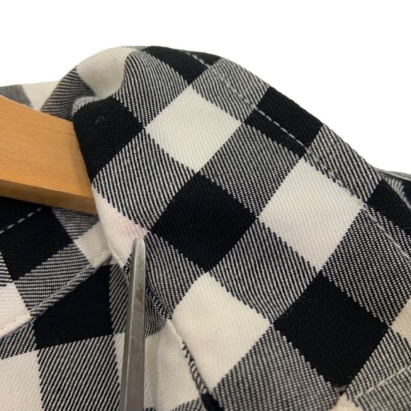J Jill Womens Gingham Buffalo Check plaid Shirt Dress Sz XS Black White Pockets - Picture 6 of 8